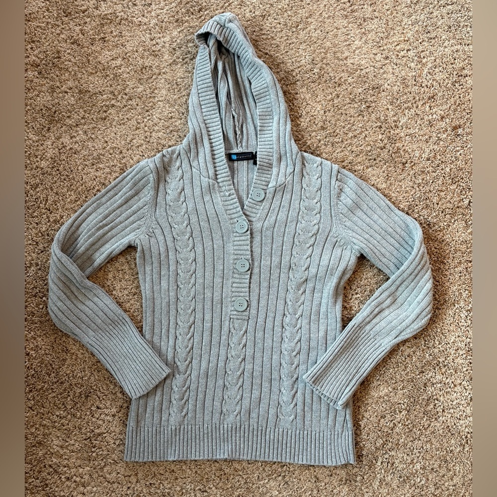 Relativity Hooded Cable Knit Sweater H3